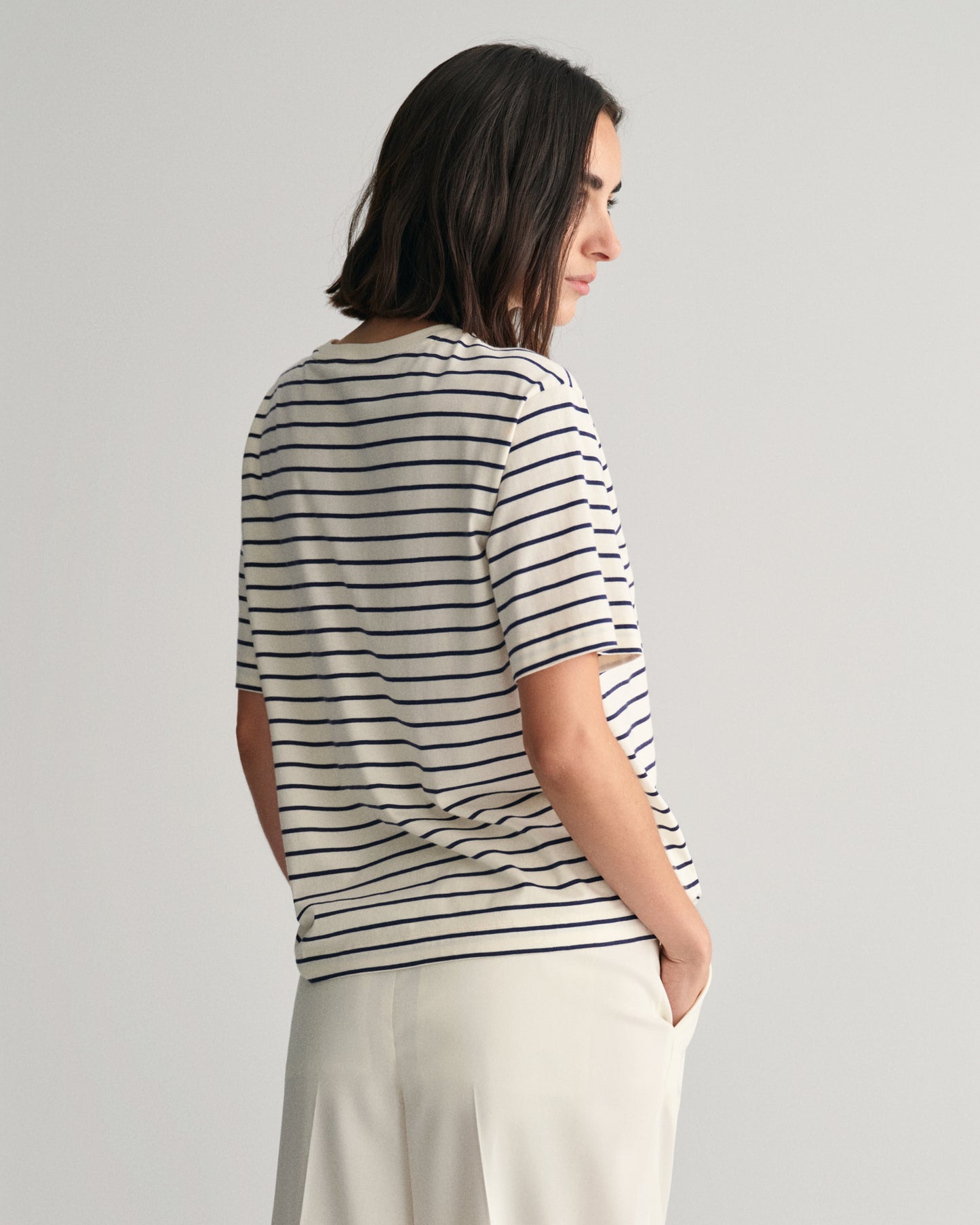 Striped Monogram T-Shirt - Cream