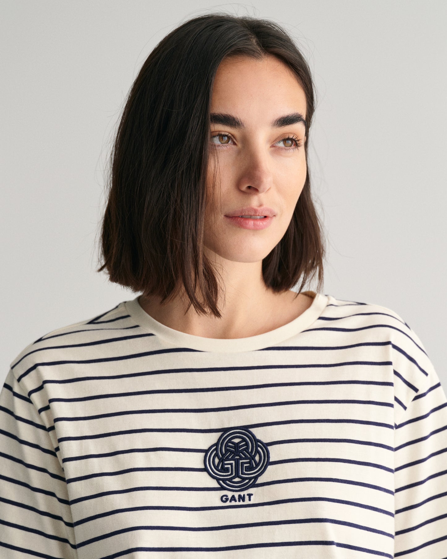 Striped Monogram T-Shirt - Cream