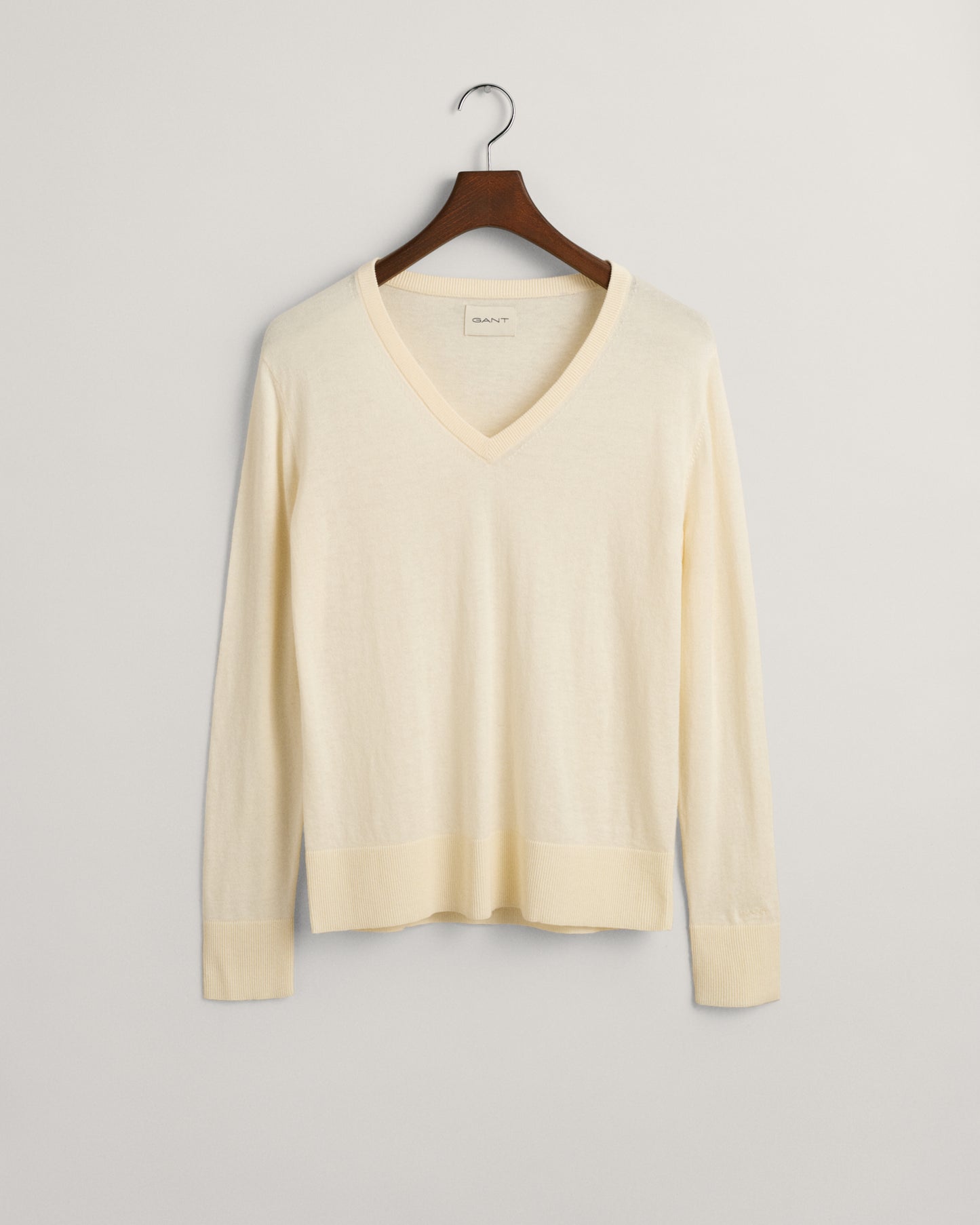 Fine Knit V-Neck Sweater - Cream