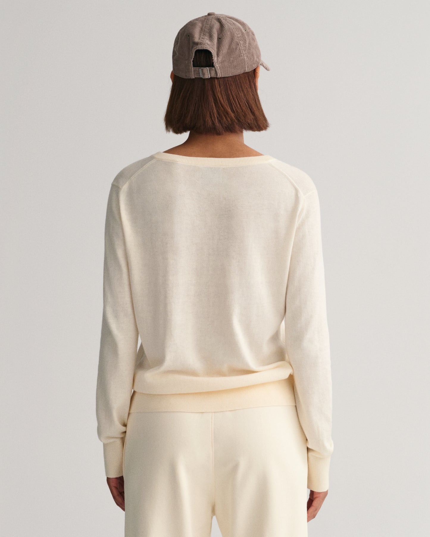 Fine Knit V-Neck Sweater - Cream