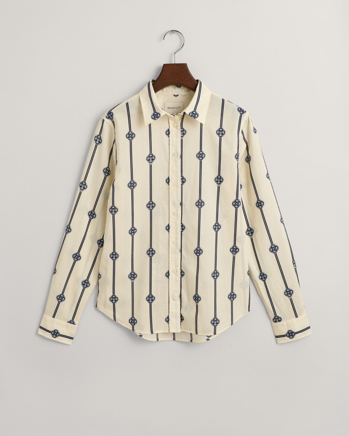 Regular Fit Monogram Striped Cotton Voile Shirt - Classic Blue