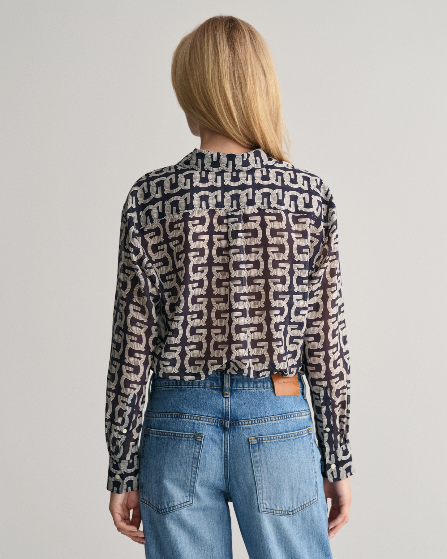 Relaxed Fit G Patterned Cotton Silk Shirt - Evening Blue