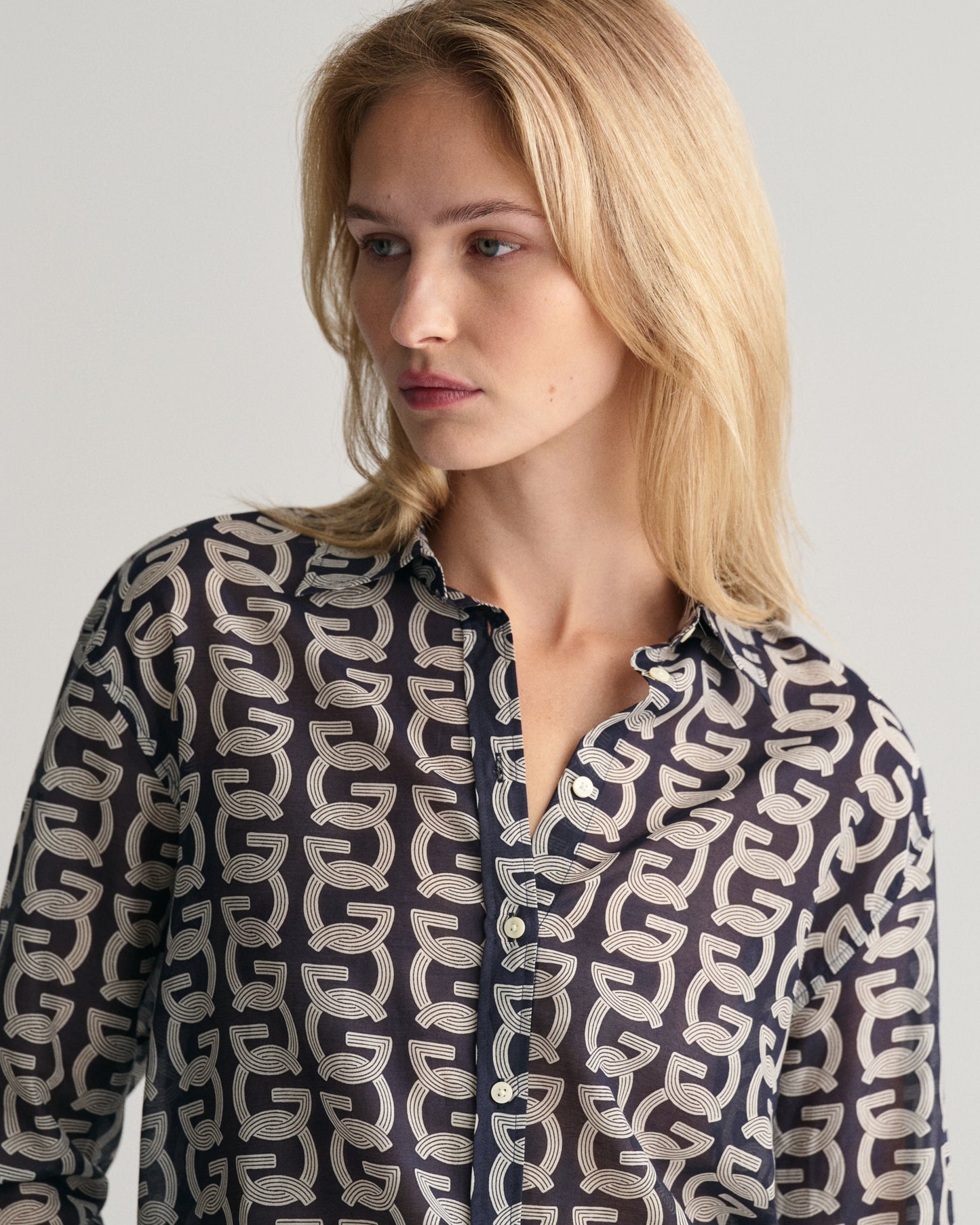 Relaxed Fit G Patterned Cotton Silk Shirt - Evening Blue