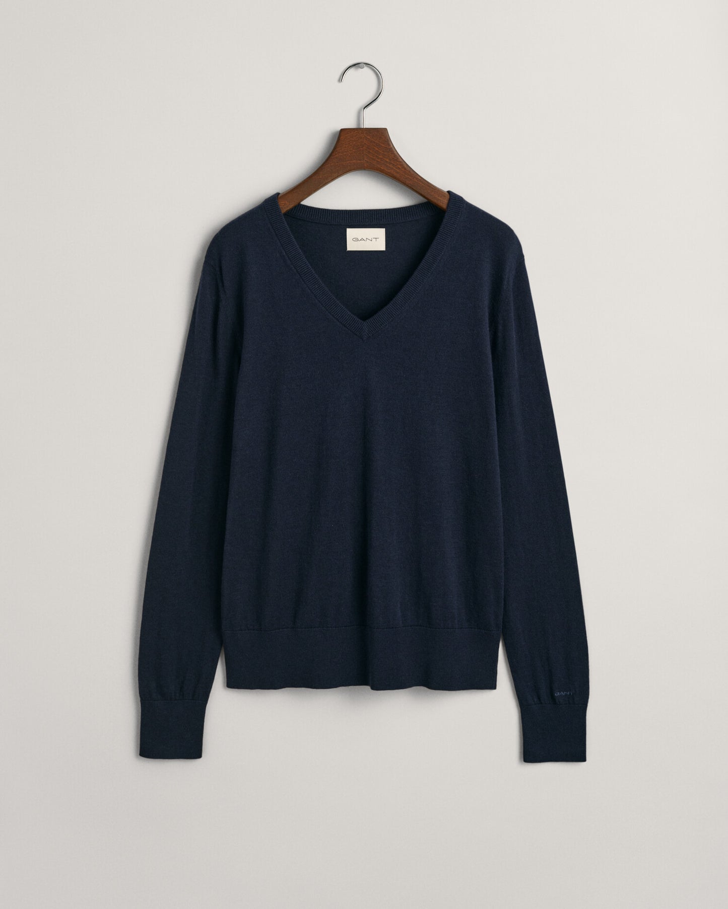 Fine Knit V-Neck Sweater - Evening Blue