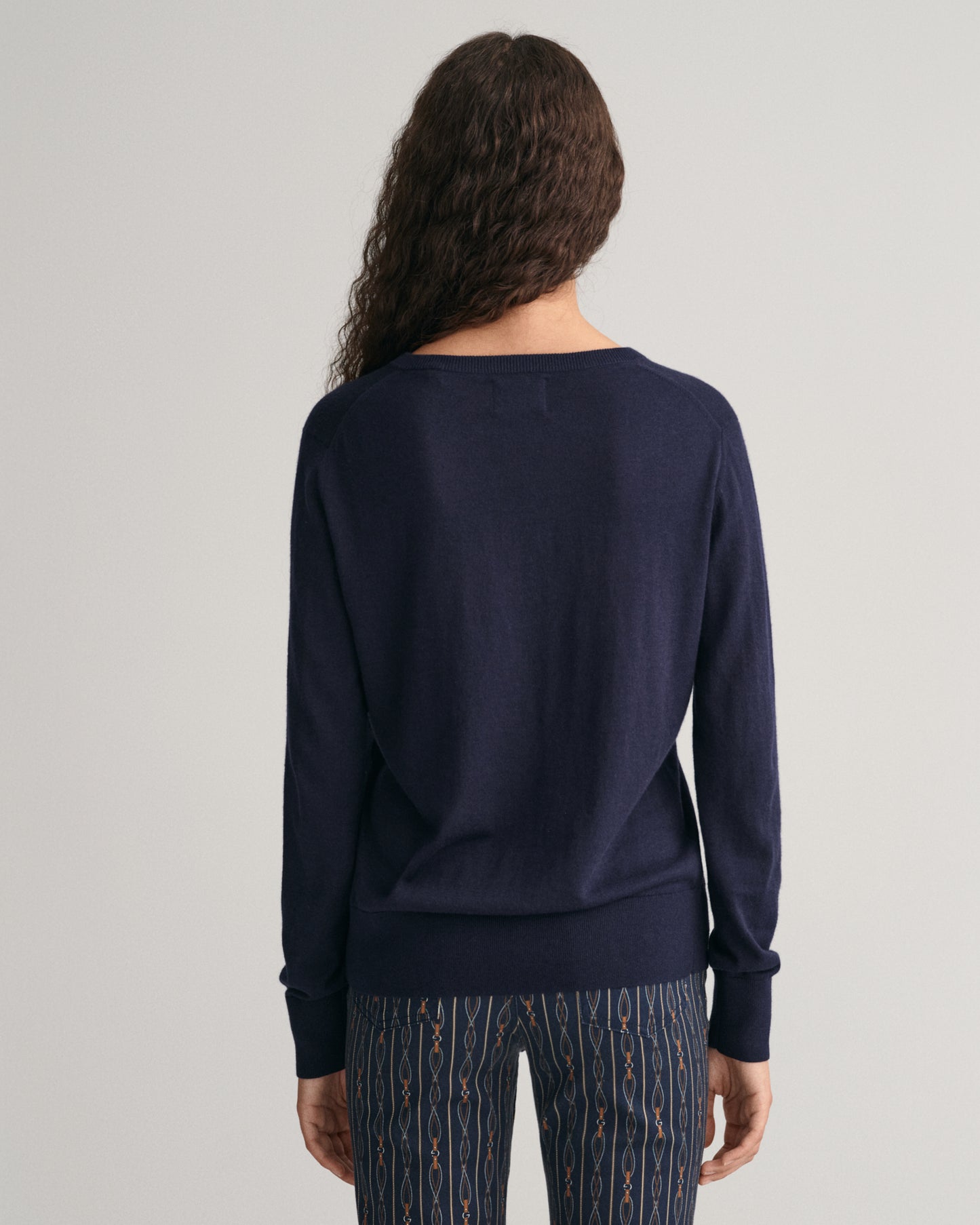 Fine Knit V-Neck Sweater - Evening Blue