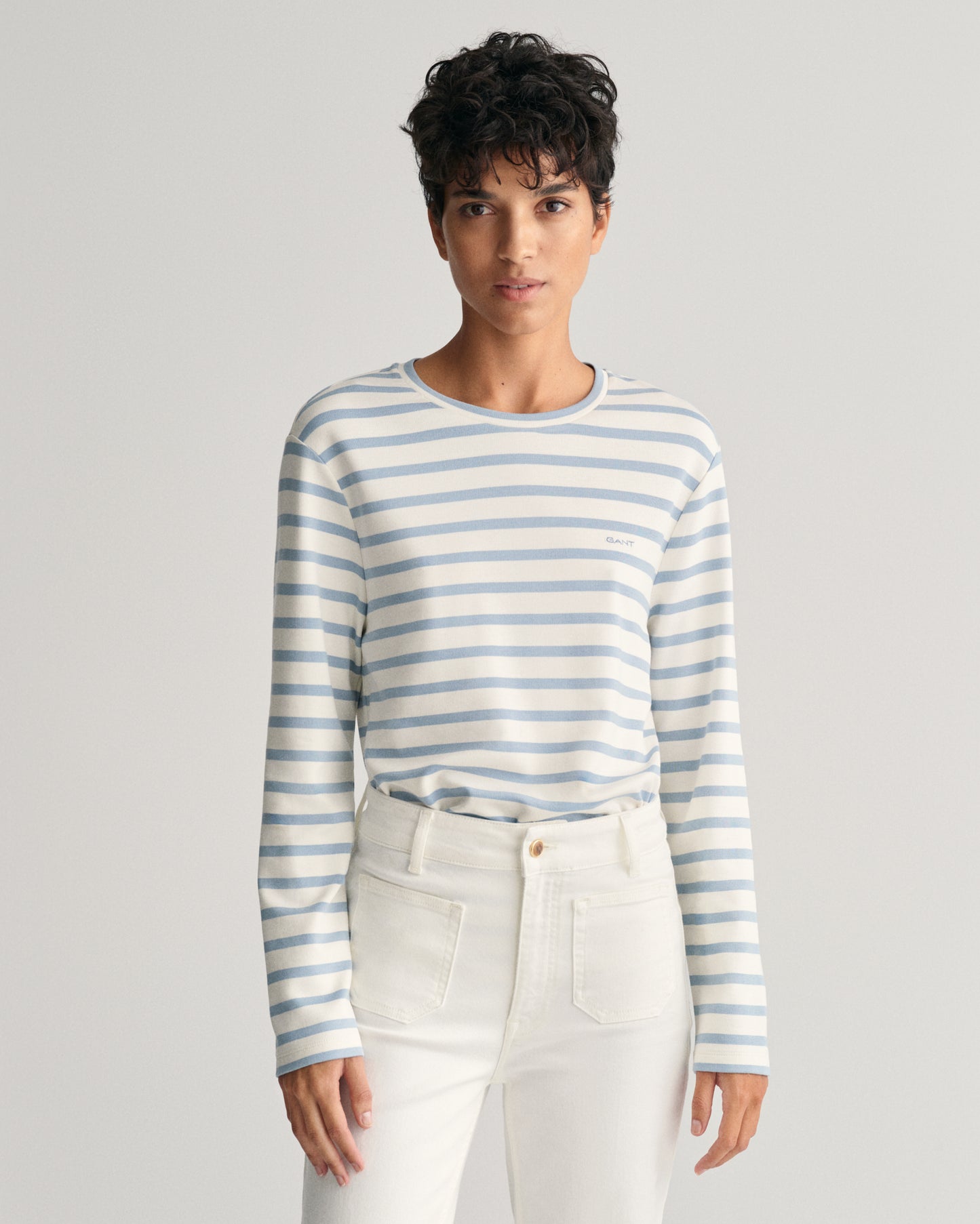 Striped Long Sleeve T-Shirt - Dove Blue