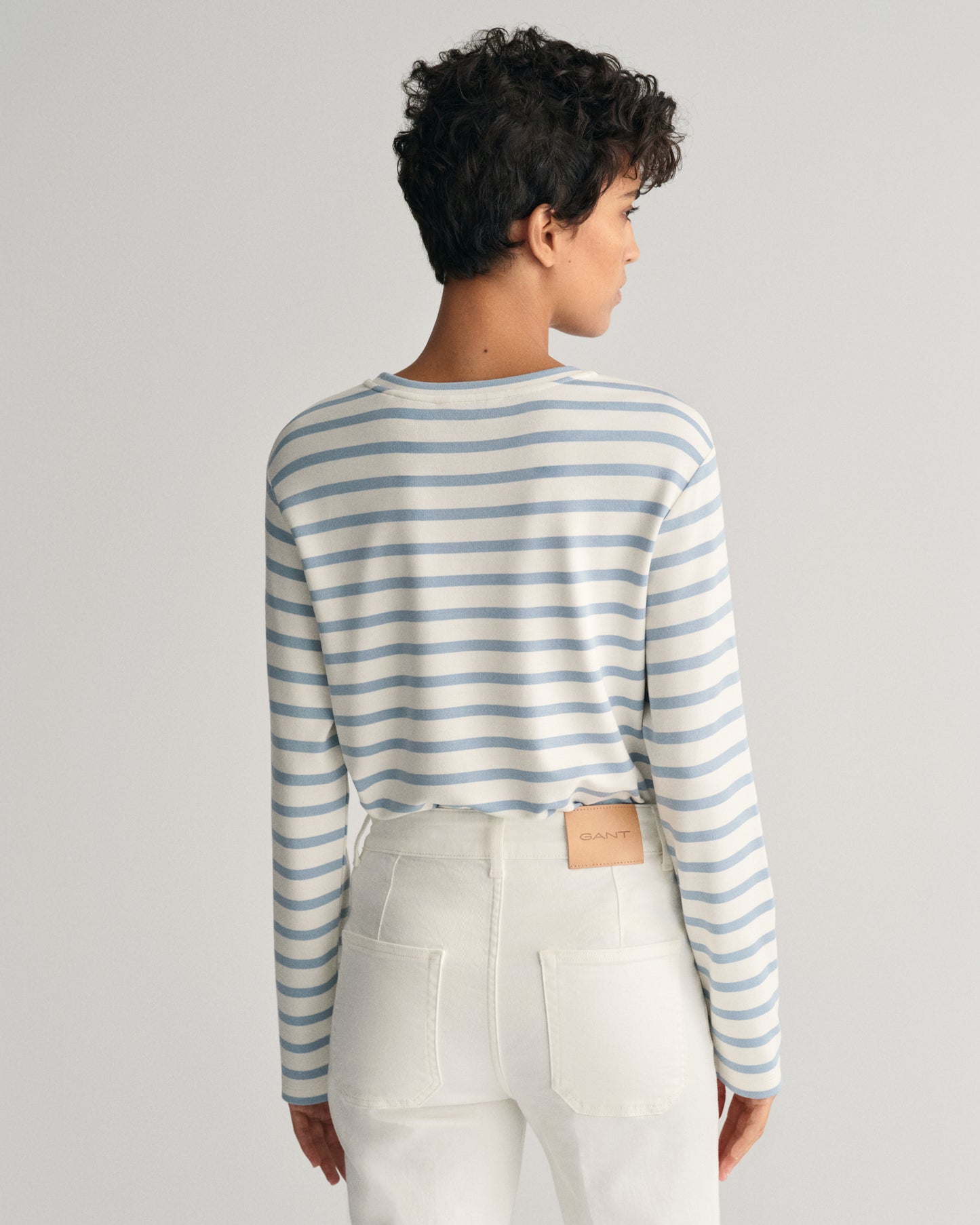 Striped Long Sleeve T-Shirt - Dove Blue