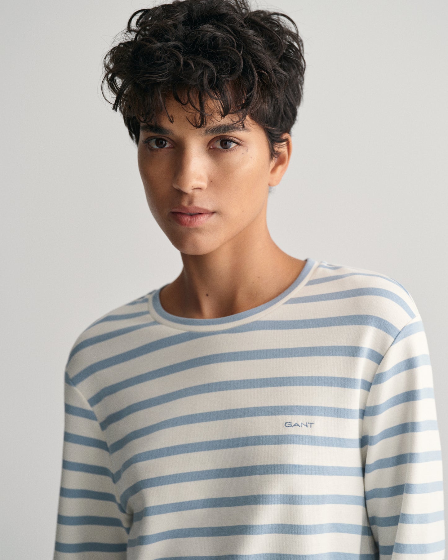 Striped Long Sleeve T-Shirt - Dove Blue