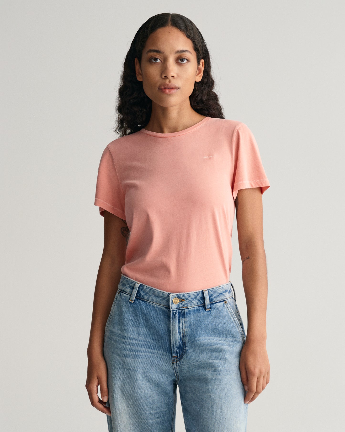 Sunfaded Crew Neck T-Shirt - Peachy Pink