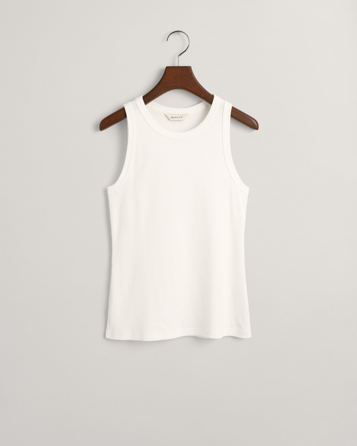 High Neck Ribbed Tank Top - White