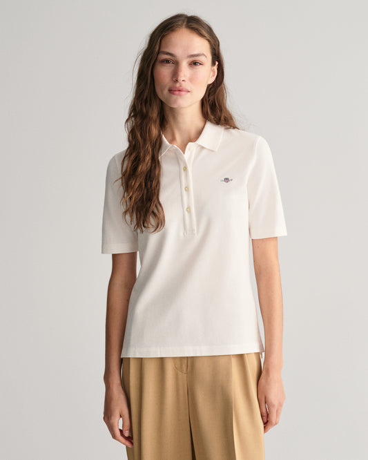 Shield Piqué Polo Shirt - Eggshell