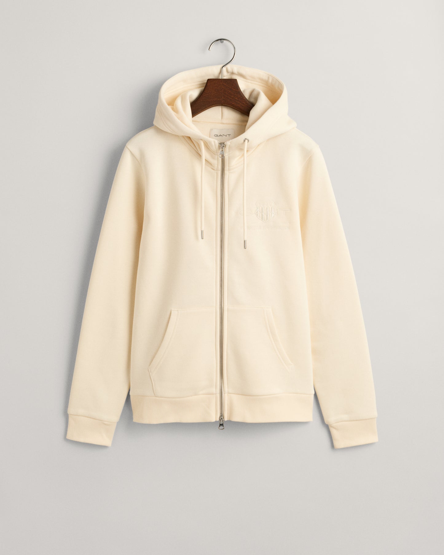 Tonal Shield Zip Hoodie - Linen