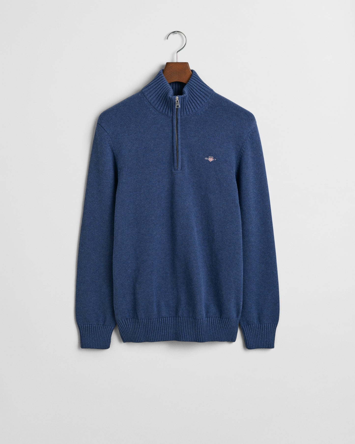 Casual Cotton Half-Zip Sweater - Dark Jeansblue Melange