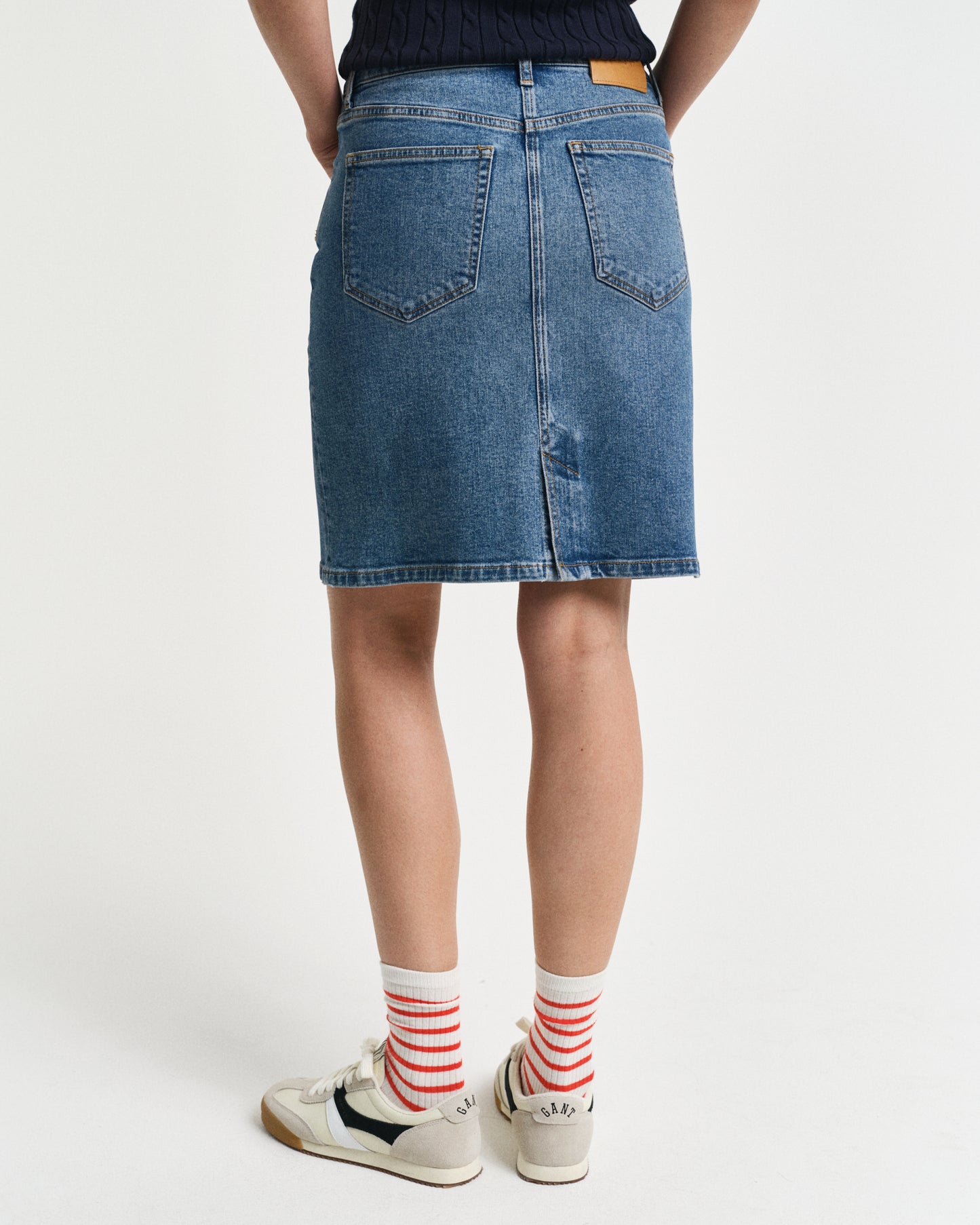 Short Denim Skirt - Mid Blue Broken In