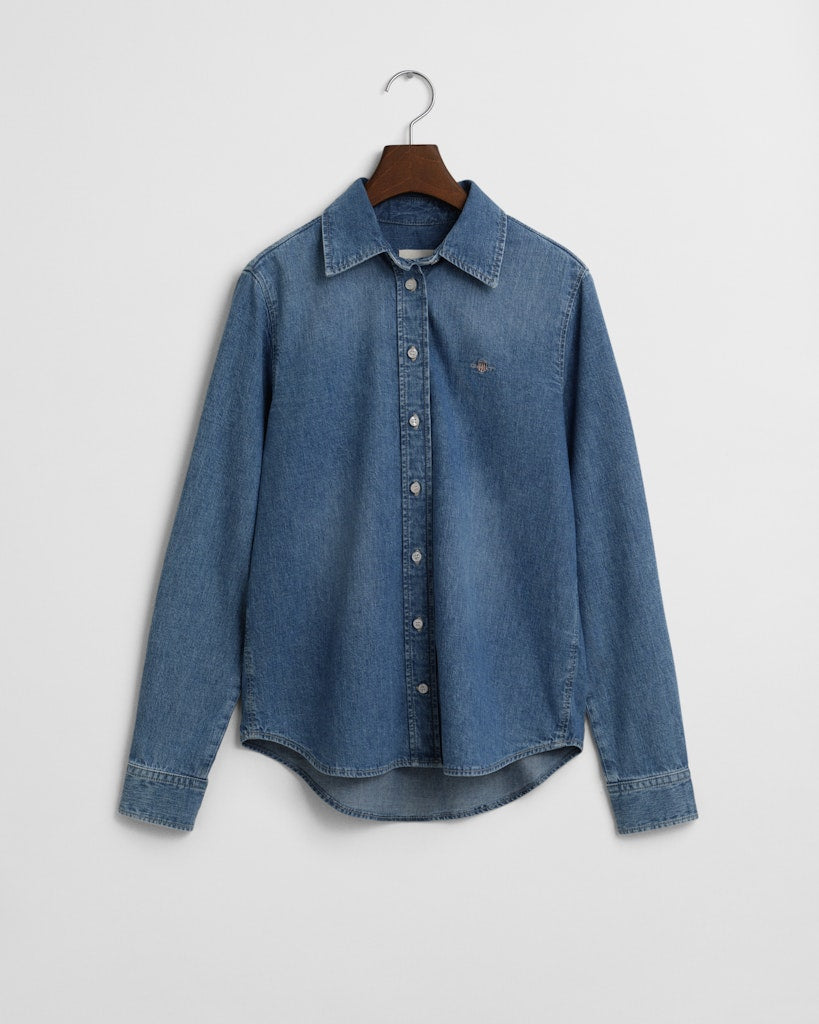 Regular Fit Denim Shirt - Semi Light Blue Worn In