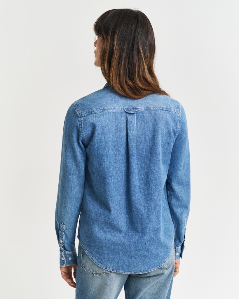 Regular Fit Denim Shirt - Semi Light Blue Worn In