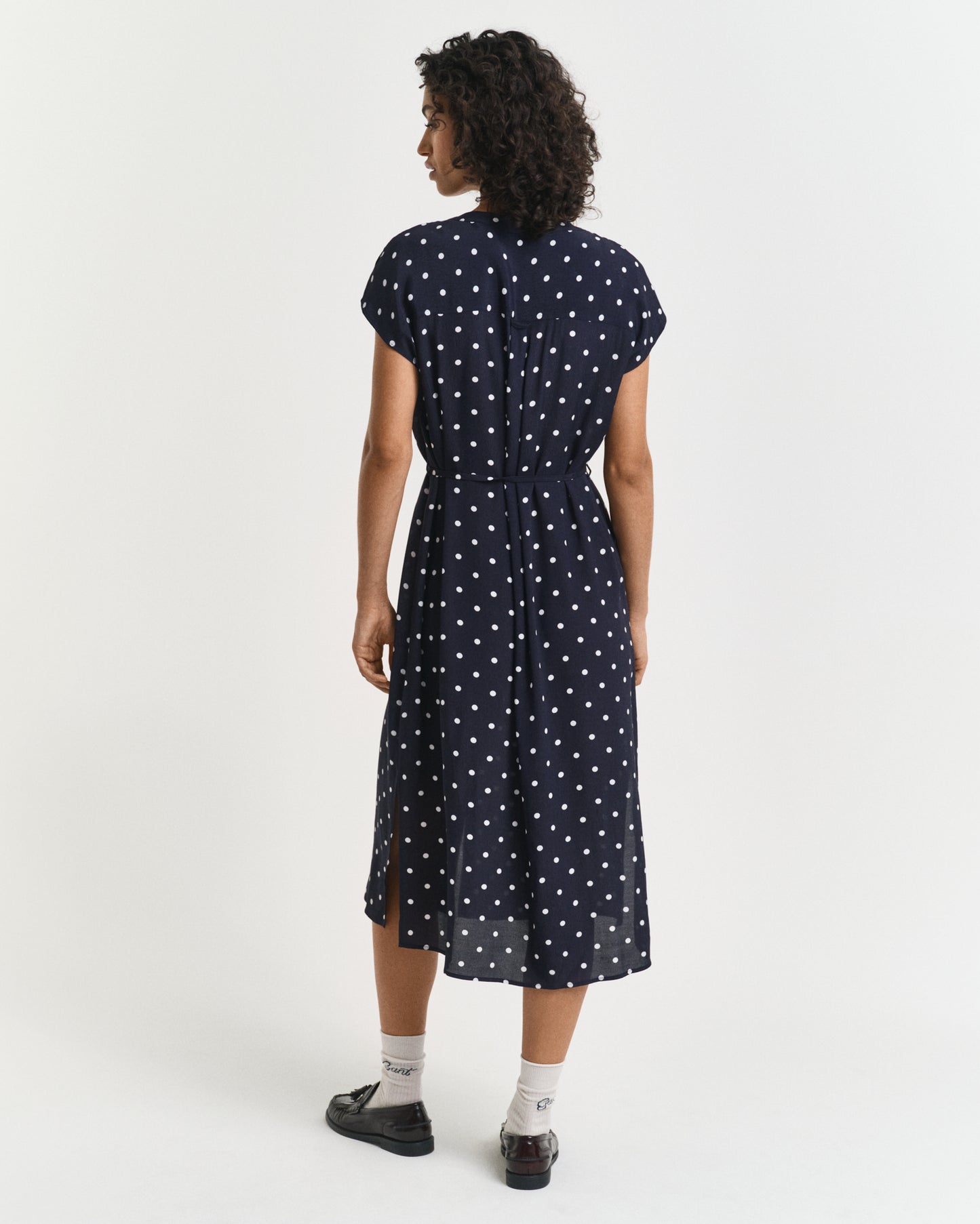 Dot Print Caftan Dress - Evening Blue