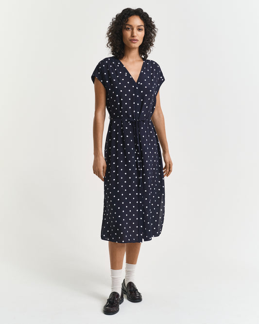 Dot Print Caftan Dress - Evening Blue