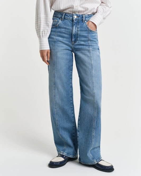 Relaxed Fit Seam Detail Jeans - Mid Blue Archive