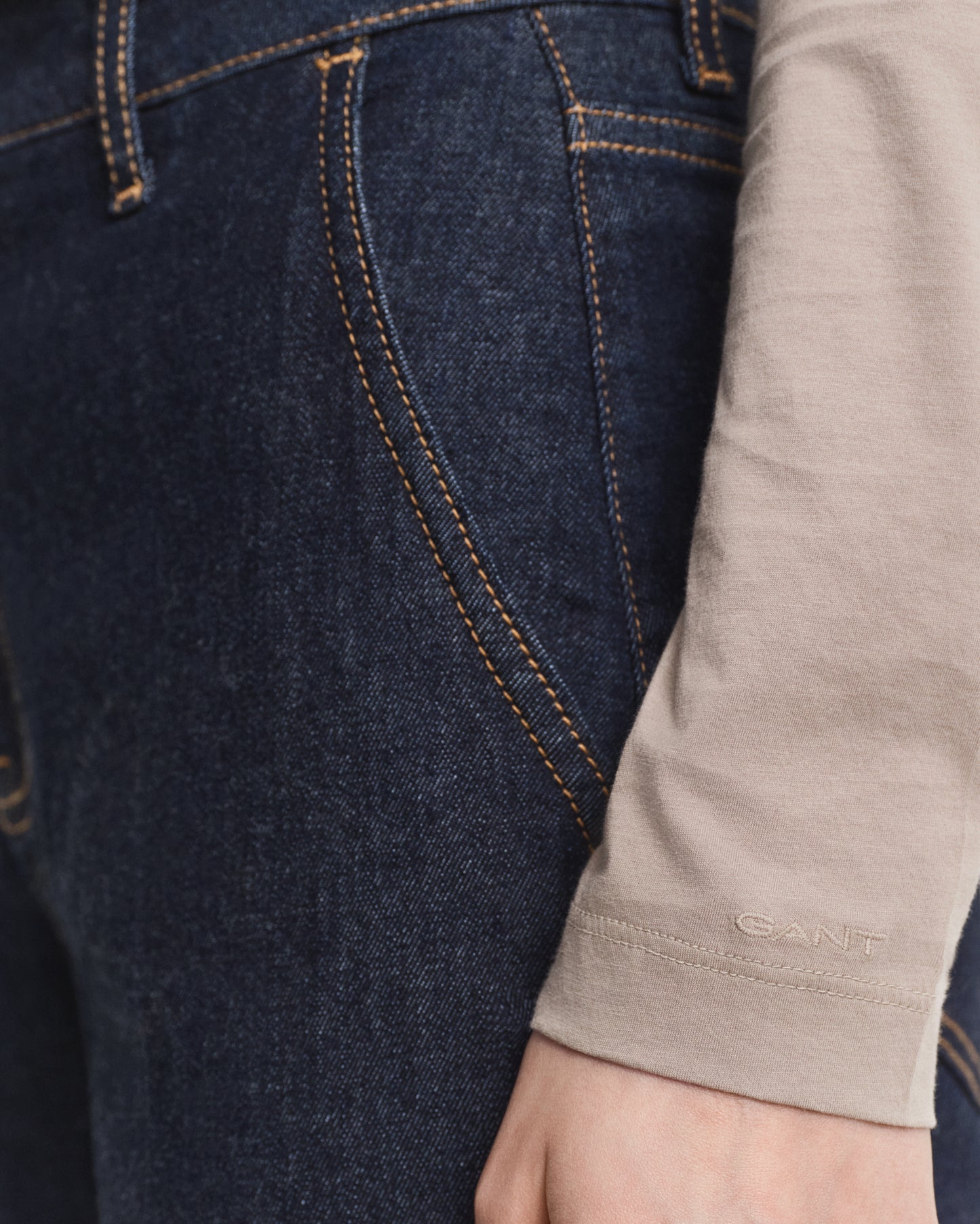 Lightweight Cotton Turtleneck Top - Taupe Beige