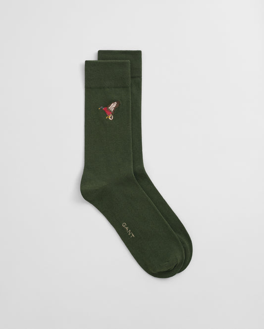 Embroidered Socks - Country Green