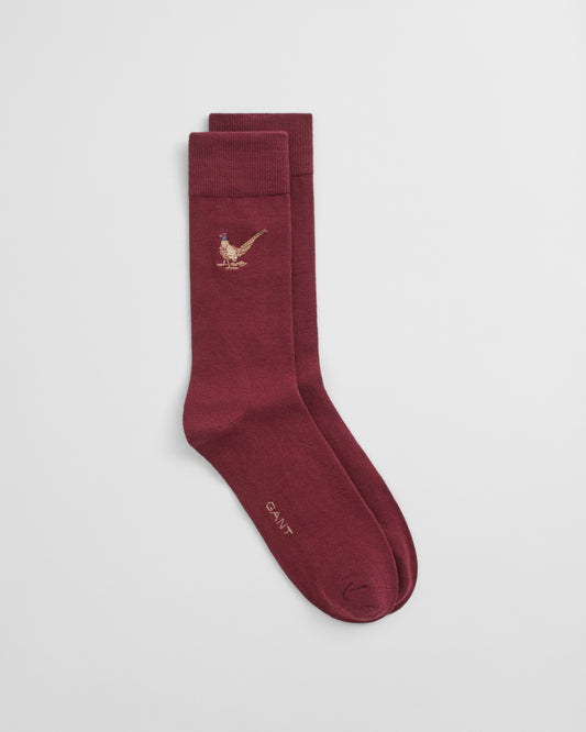 Embroidered Socks - Plumped Red