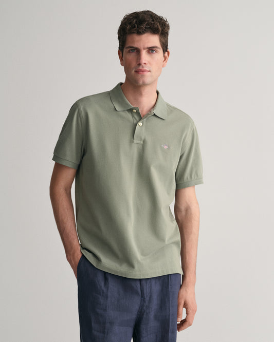 Regular Fit Shield Piqué Polo Shirt - Dry Green