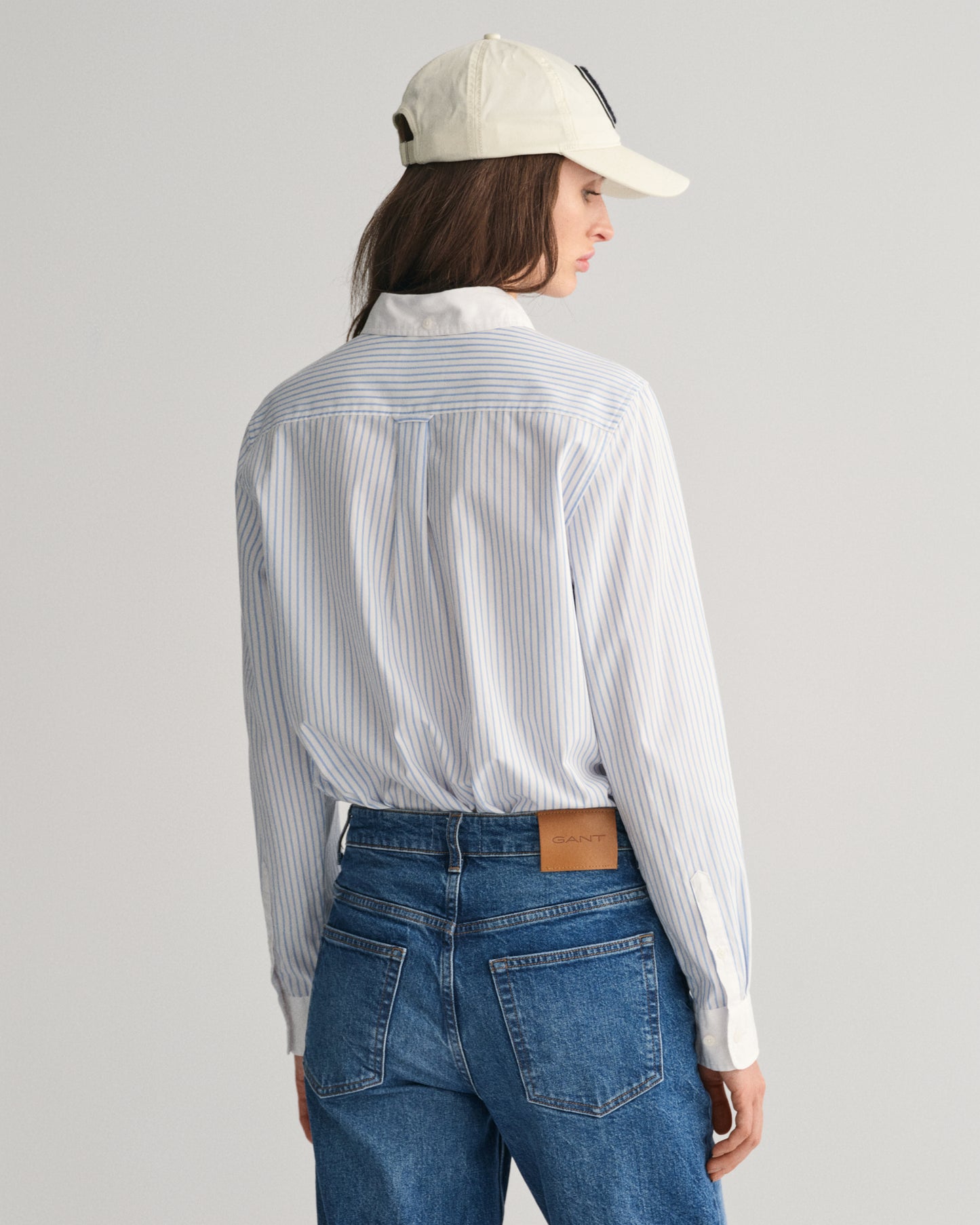 Regular Fit Contrast Collar Striped Shirt - Clear Sky