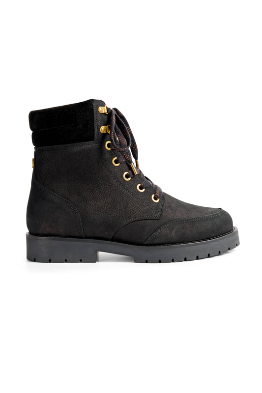 Shearling Lined Galway Ankle Boot - Black Nubuck