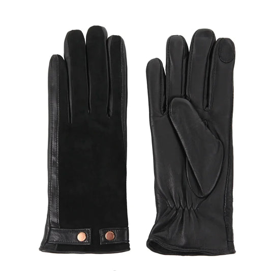 Women's Leather & Suede Gloves - Black