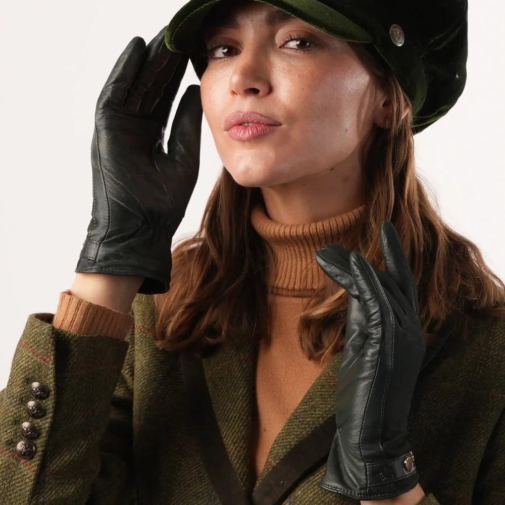 Women's Leather & Suede Gloves - Racing Green