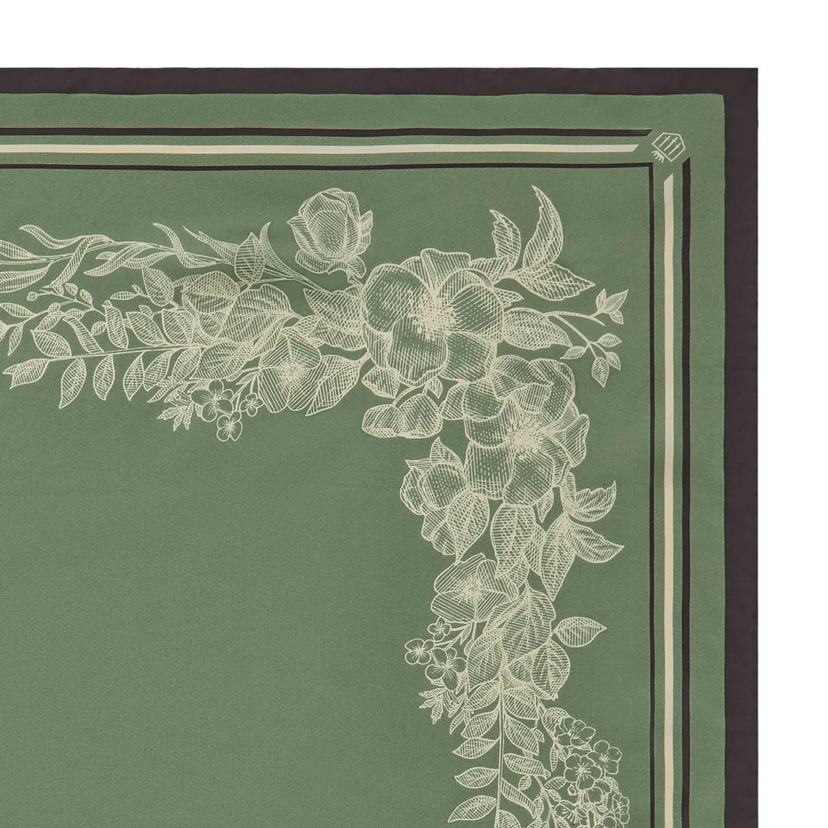 Mannington Silk Scarf - Green/Off White/Black