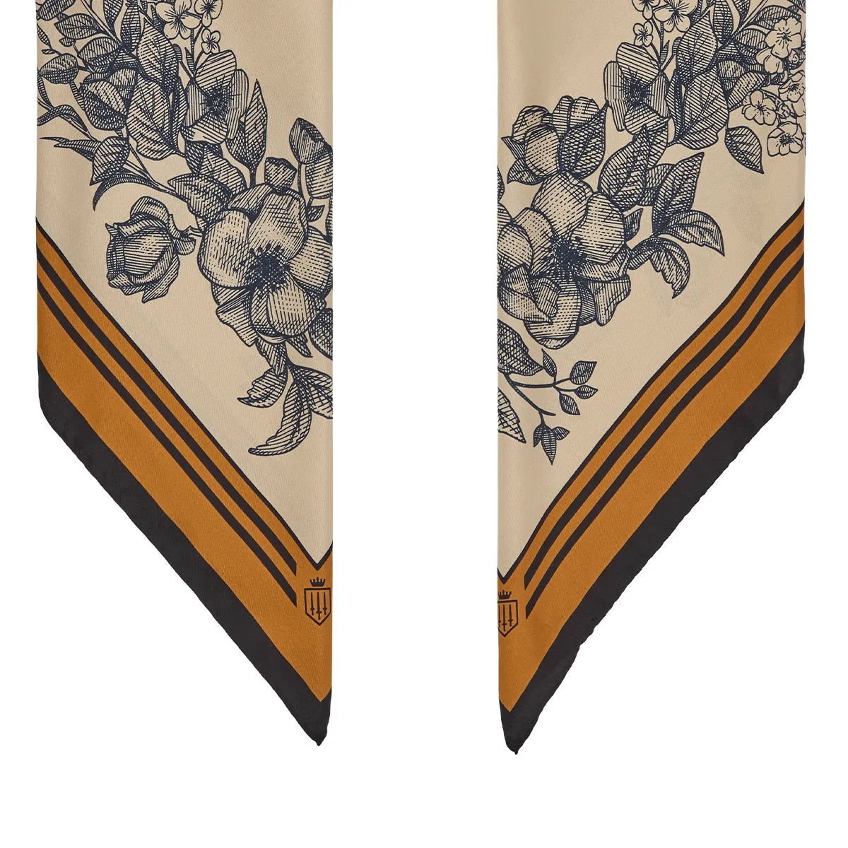 Mannington Silk Scarf - Off White/Navy/Orange
