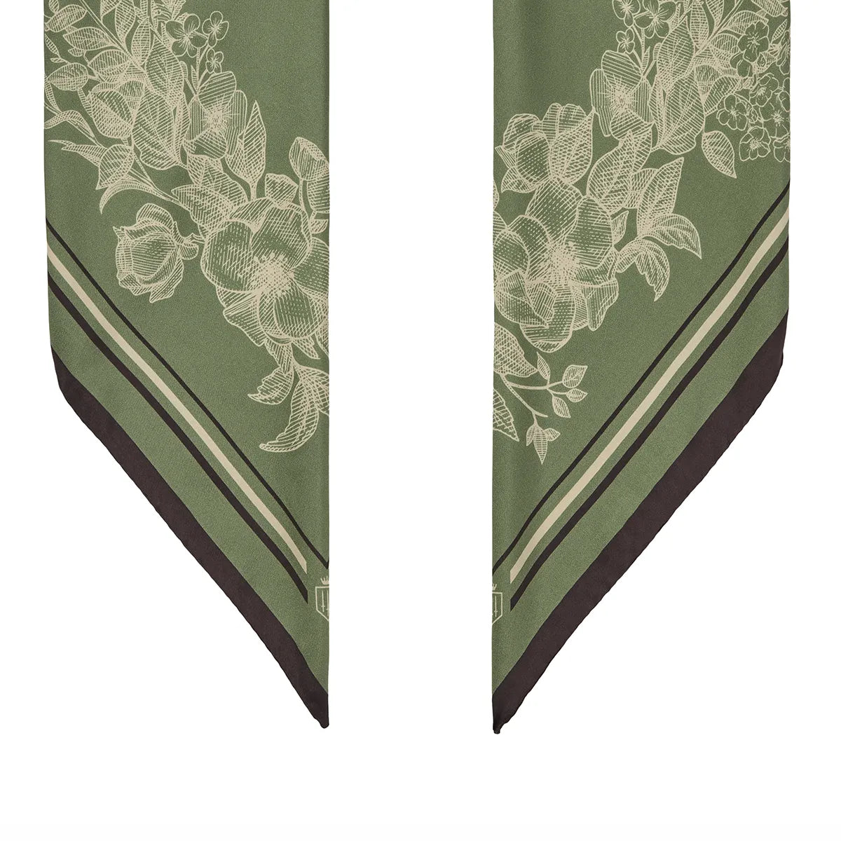 Mannington Silk Scarf - Green/Off White/Black