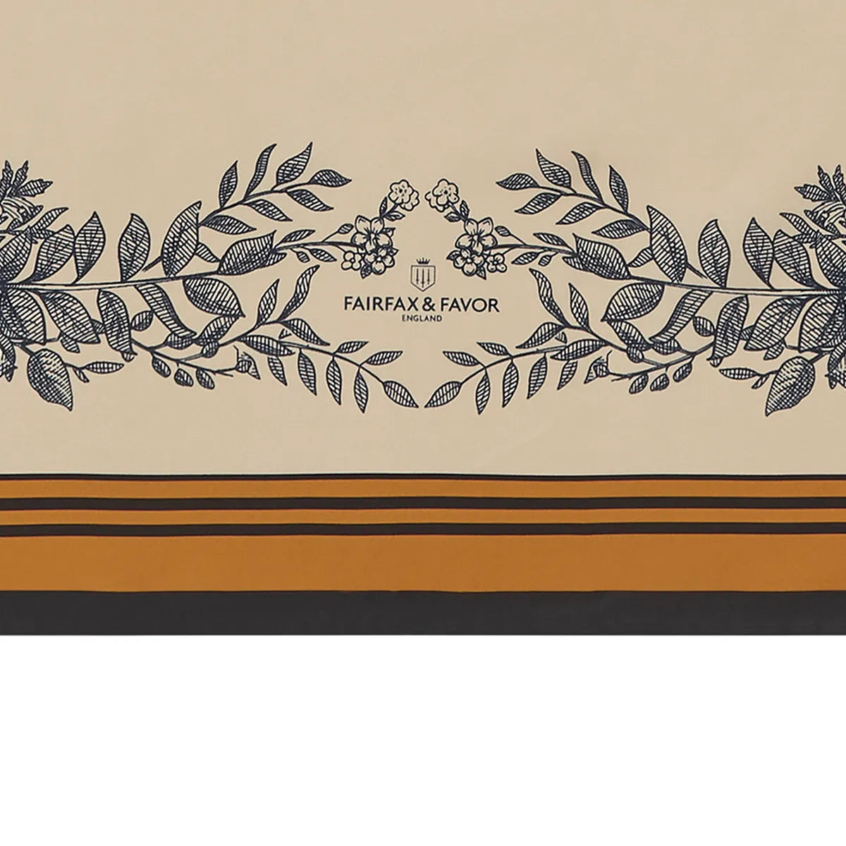 Mannington Silk Scarf - Off White/Navy/Orange