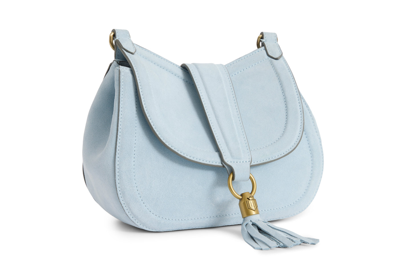 Langham Messenger Bag - Sky Blue Suede