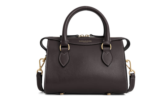 Mini Kew Top Handle Bag - Mahogany Leather