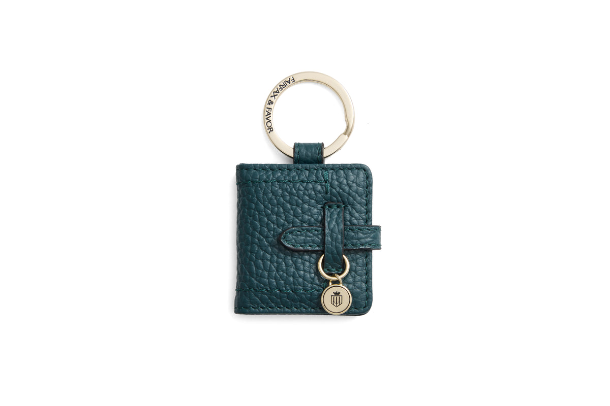 Photo Holder Key Ring Teal Leather