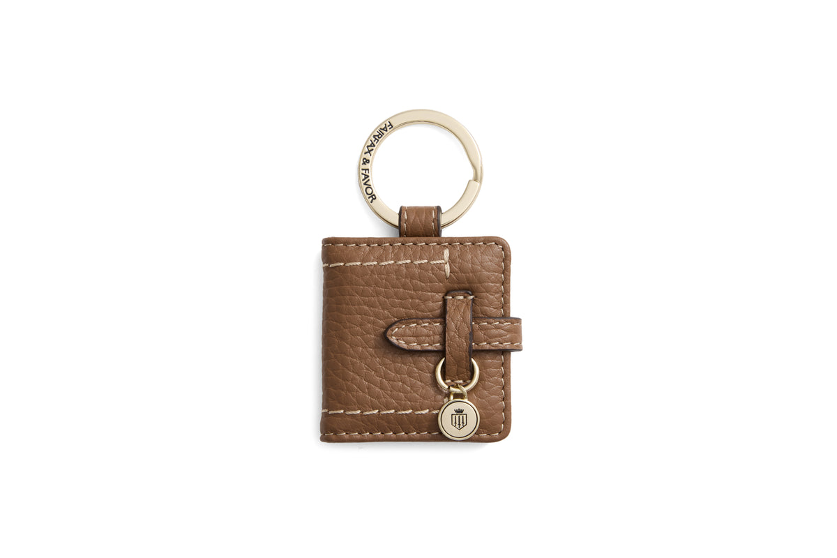 Photo Holder Key Ring - Tan Leather