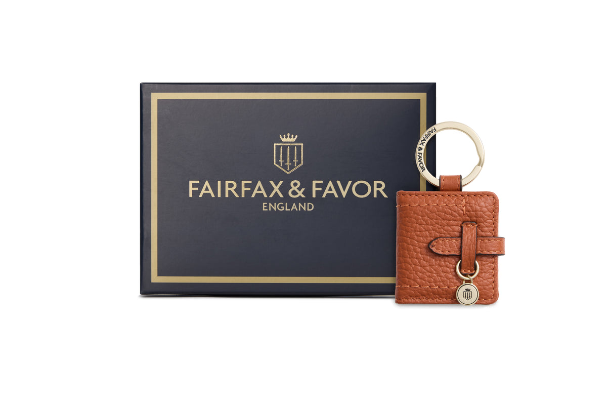 Photo Holder Key Ring - Orange Leather
