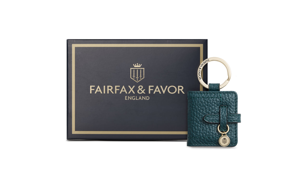 Photo Holder Key Ring Teal Leather