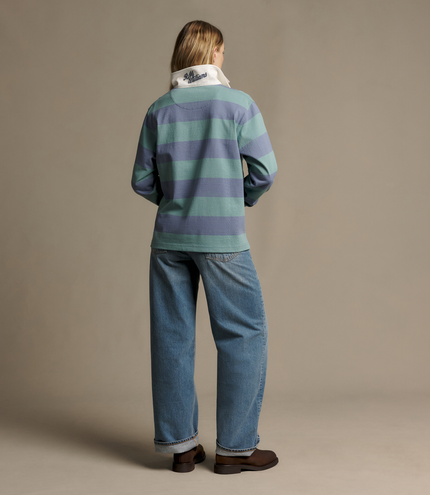 Narran Heritage Stripe Rugby - Breakwater/Blue