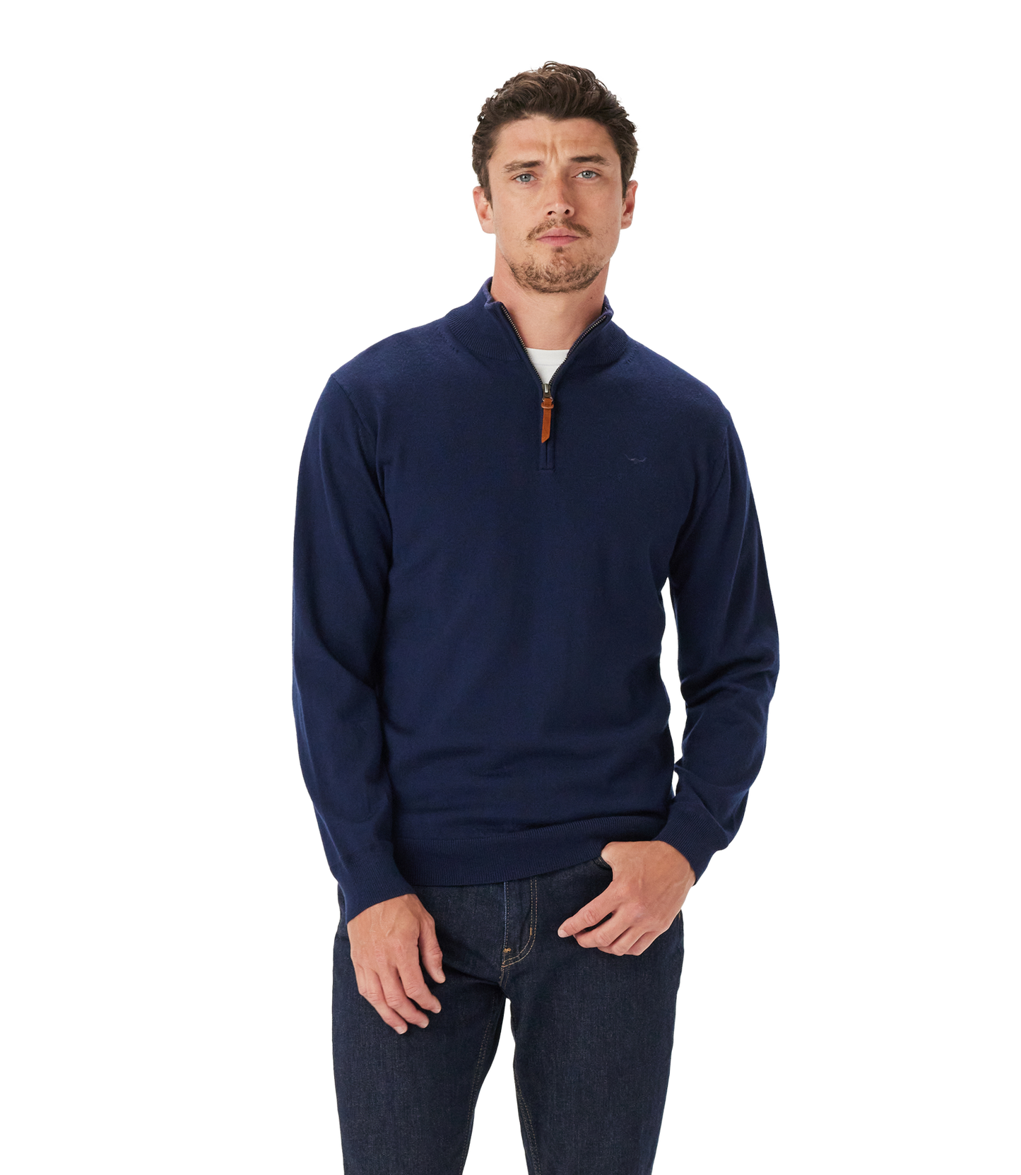 Ernest 1/4 Zip Merino Knit - Navy