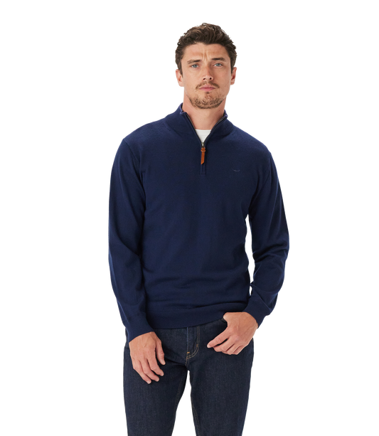 Ernest 1/4 Zip Merino Knit - Navy