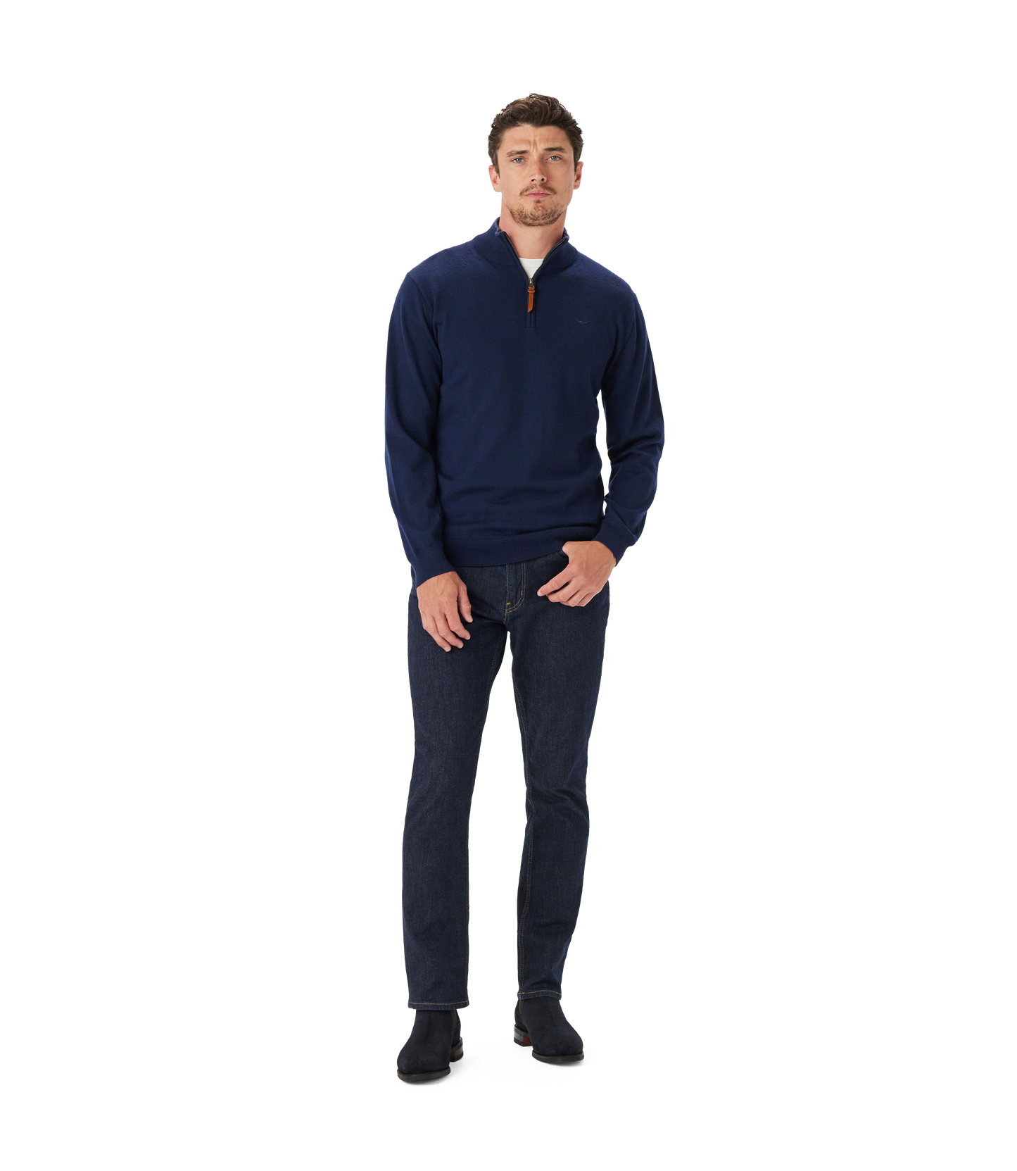 Ernest 1/4 Zip Merino Knit - Navy