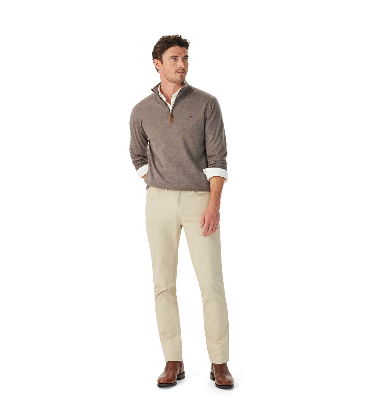 Ernest Merino Quarter Zip Sweater - Nutmeg