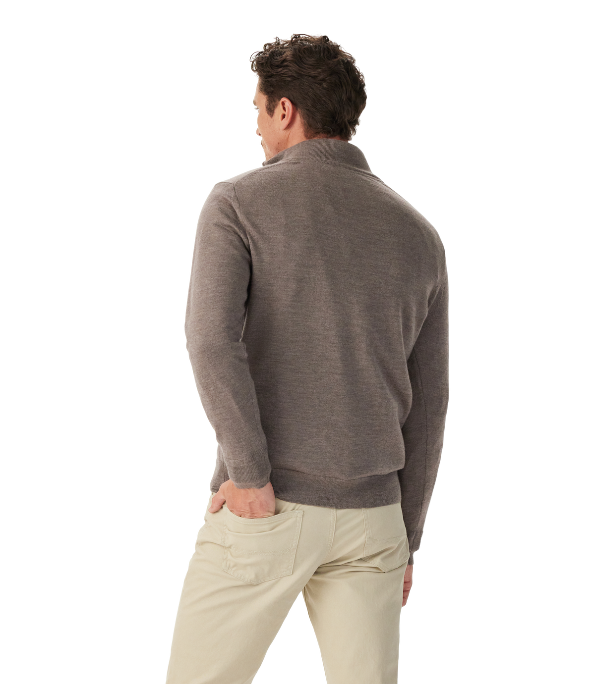 Ernest Merino Quarter Zip Sweater - Nutmeg