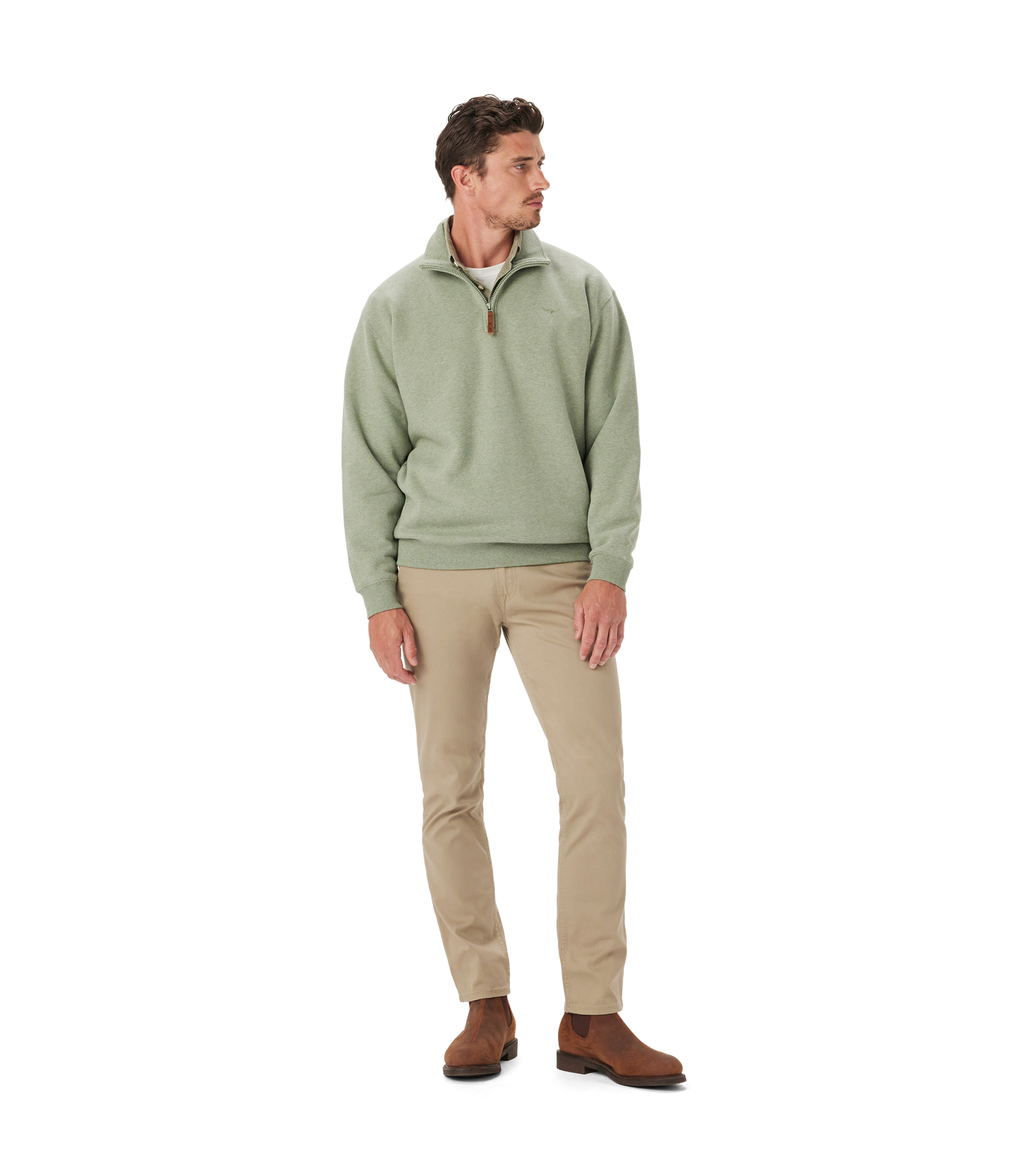 Mulyungarie 1/4 Zip Sweatshirt - Green Marle