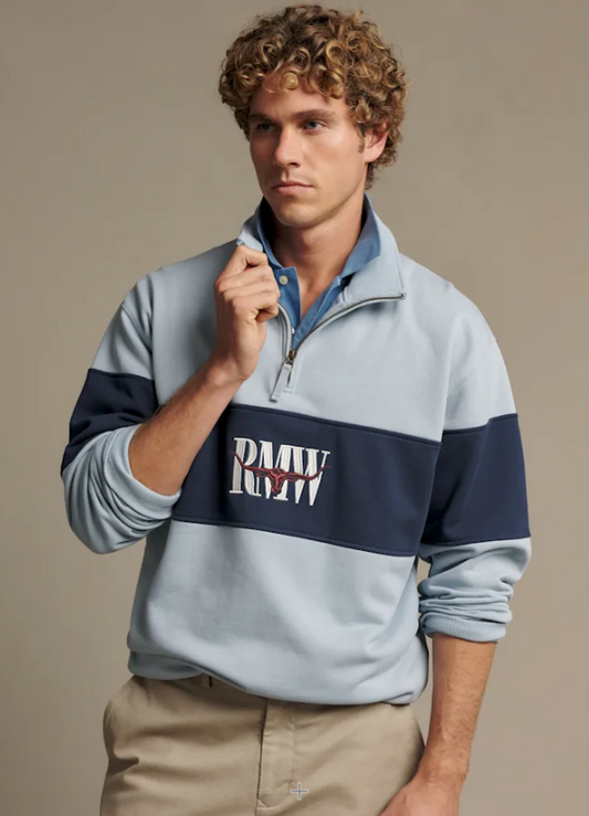 Heritage Panel Quarter Zip - Sky
