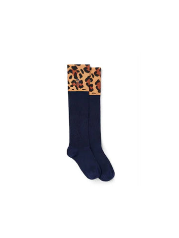 Signature Knee High Socks - Navy/Leopard